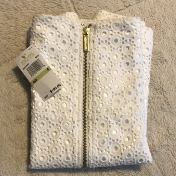 Michael Michael Kors White Lined Skirt Gold Zipper - Picture 10 of 10